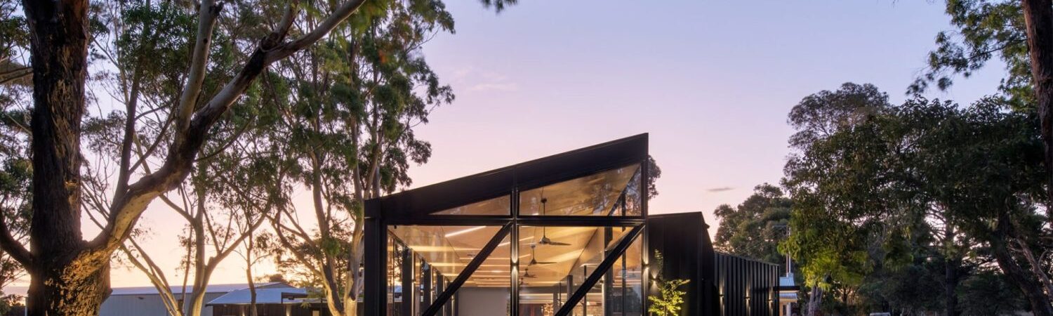 Anvers Wines cellar door and landscaped outdoor hospitality spaces at Kangarilla.