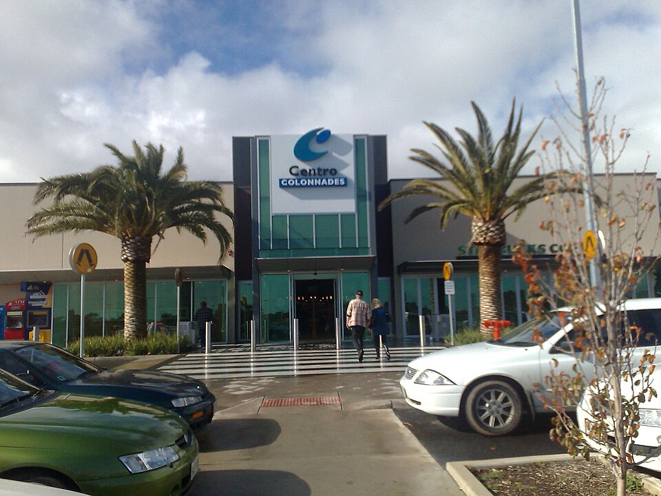 Historic photograph of Colonnades Shopping Centre entrance, shown as location context