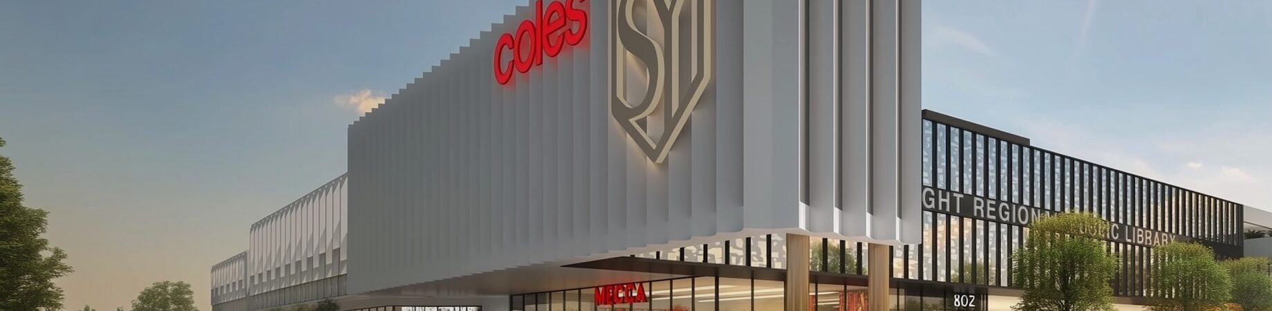 Artist’s impression of St Yves Shopping Centre at Roseworthy Town Centre, showing the Coles-anchored retail development.